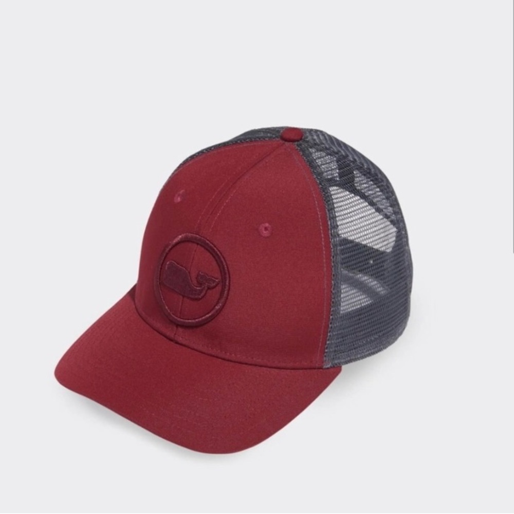 Vineyard Vines Whale dot performance trucker hat Maroon